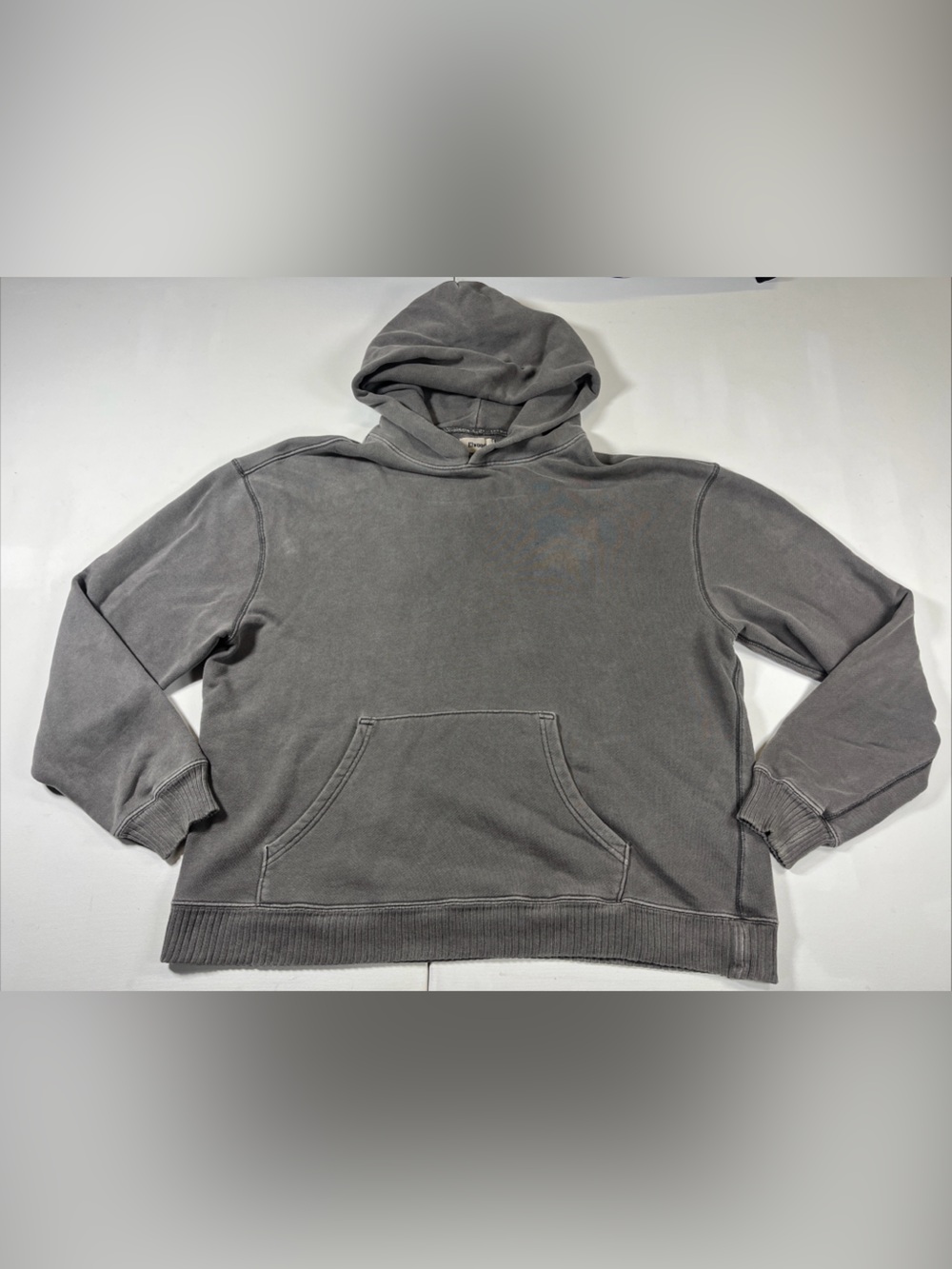 Elwood Core Hoodie Gray Organic Cotton Oversized Terry Sweatshirt Mens L